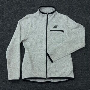 Nike Full Zip Fleece Jacket Womens Small Grey Heather Mock Neck Sweatshirt
